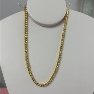 Elegant Gold Tennis Necklace 16”